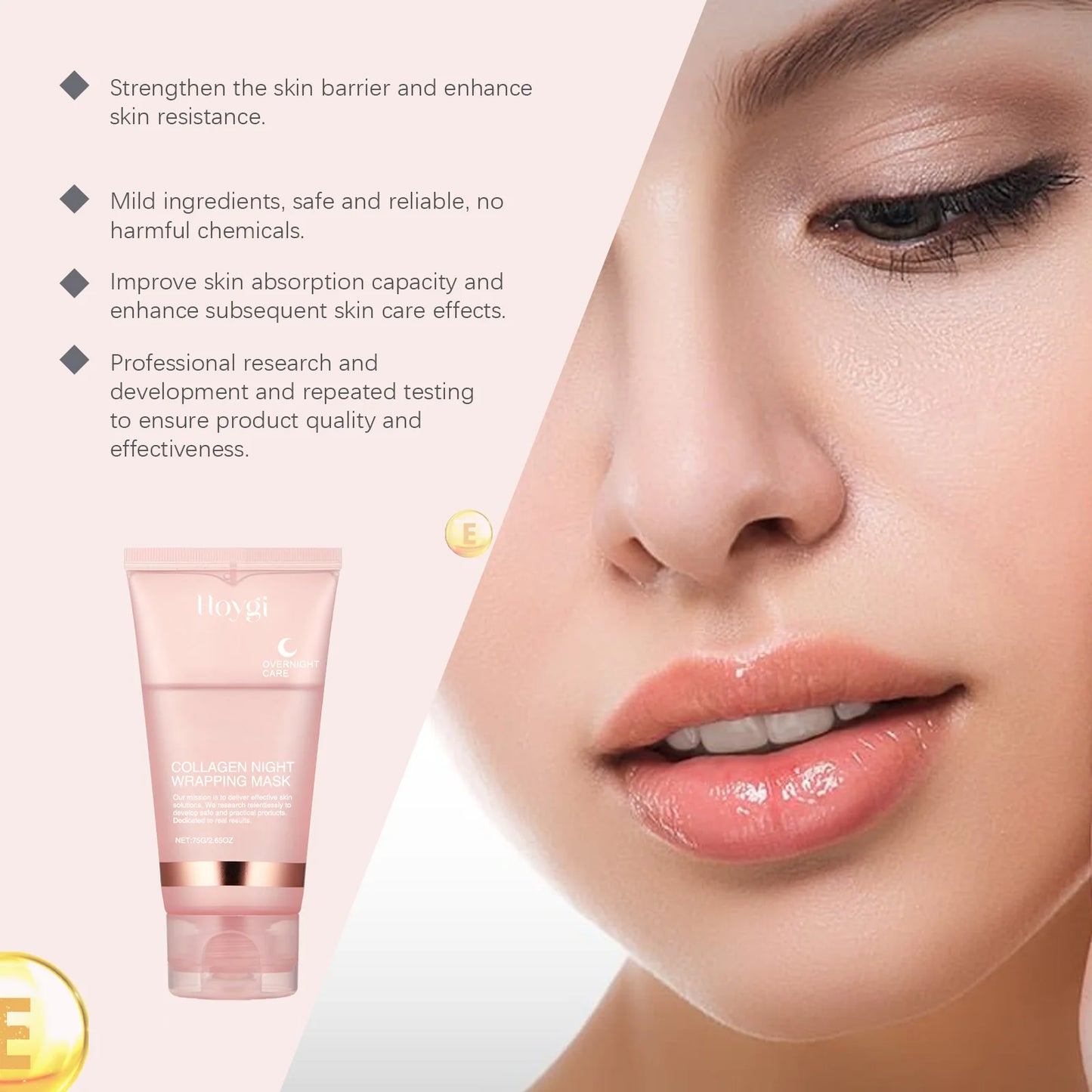 Collagen Peel-Off Mask for Deep Hydration, Fine Line Reduction, Firming, Pore Minimizing, and Skin Brightening - Overnight Treatment