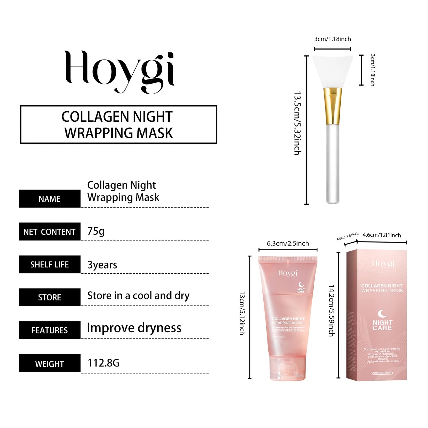Collagen Peel-Off Mask for Deep Hydration, Fine Line Reduction, Firming, Pore Minimizing, and Skin Brightening - Overnight Treatment