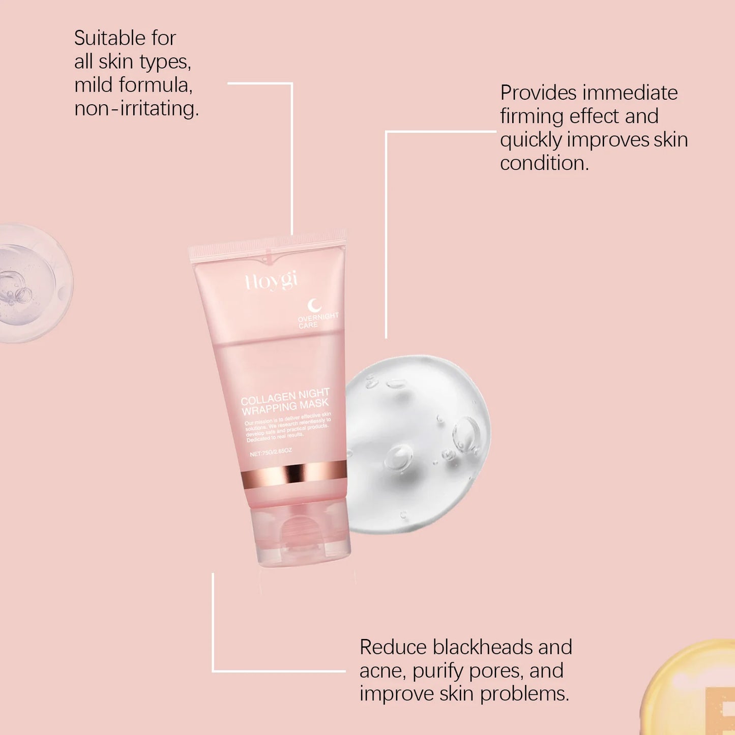 Collagen Peel-Off Mask for Deep Hydration, Fine Line Reduction, Firming, Pore Minimizing, and Skin Brightening - Overnight Treatment