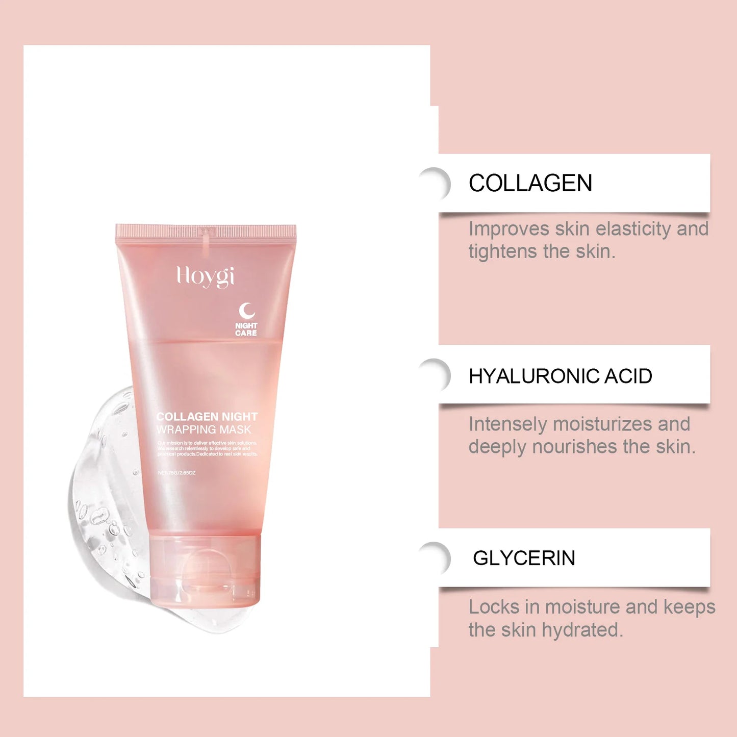 Collagen Peel-Off Mask for Deep Hydration, Fine Line Reduction, Firming, Pore Minimizing, and Skin Brightening - Overnight Treatment