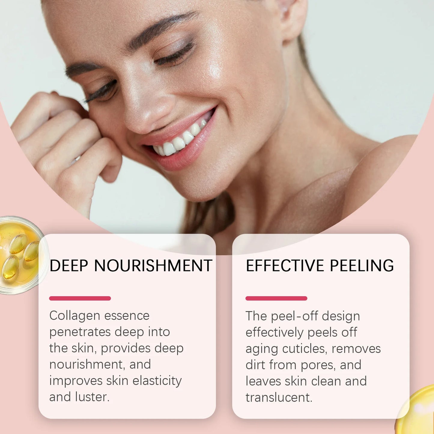 Collagen Peel-Off Mask for Deep Hydration, Fine Line Reduction, Firming, Pore Minimizing, and Skin Brightening - Overnight Treatment
